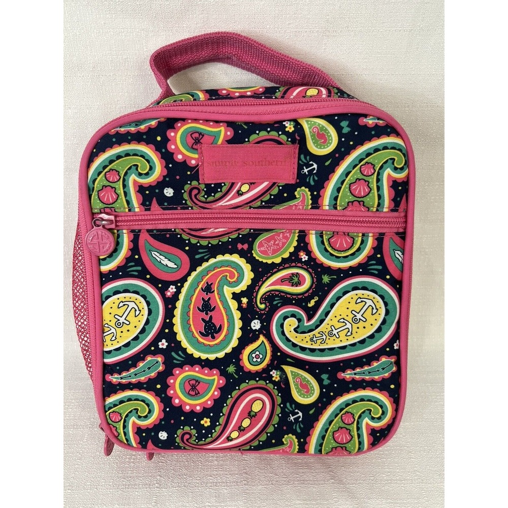 Simply Southern Insulated Pink Paisley Patterned Lunch Tote